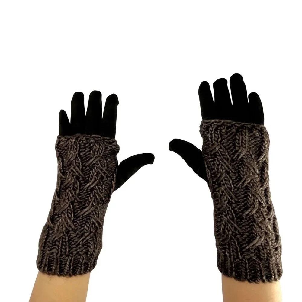 Brown Fitted Gloves With Knitted Crochet Soft Liner Functional & Stylish Designe